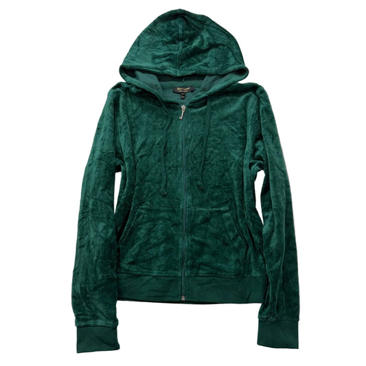 Juicy Couture Women's Brunswick Green Velour Full Zip Hoodie Loungewear Size XL