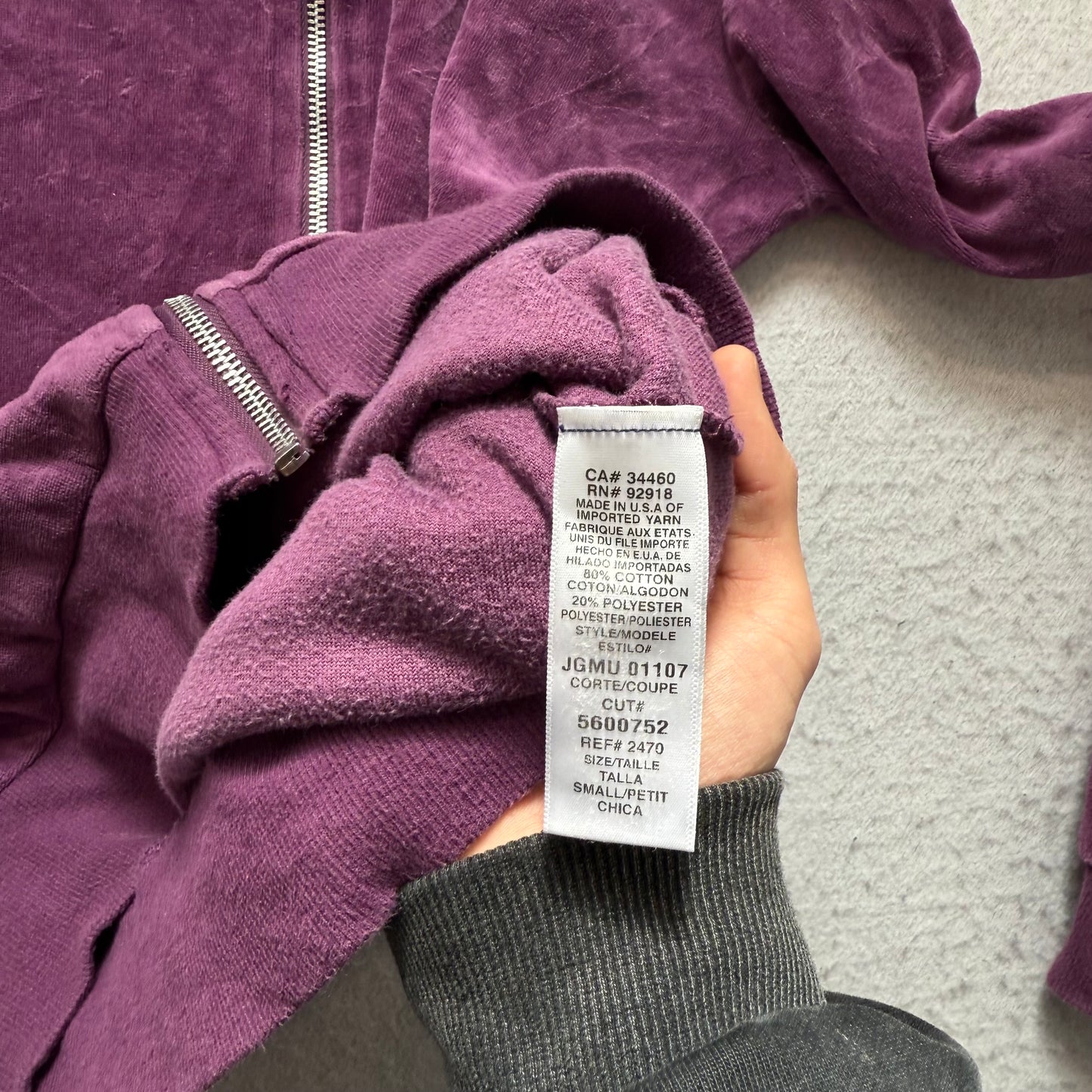 Vintage Juicy Couture Scottie Dogs Women's Deep Plum Velour Zip-Up Hoodie Size S