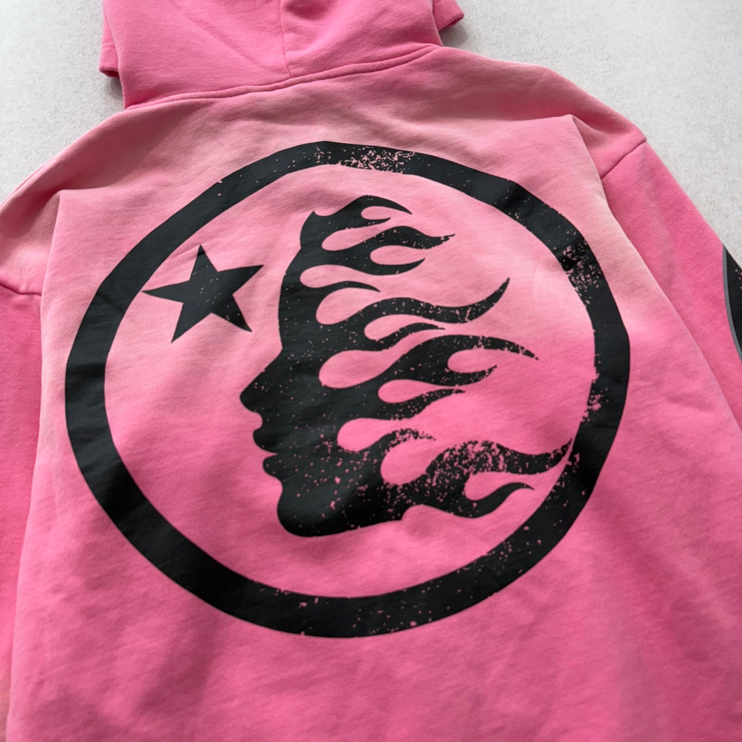 HELLSTAR Sports Flame Sunfaded Pink Boxy Zip Up Hoodie