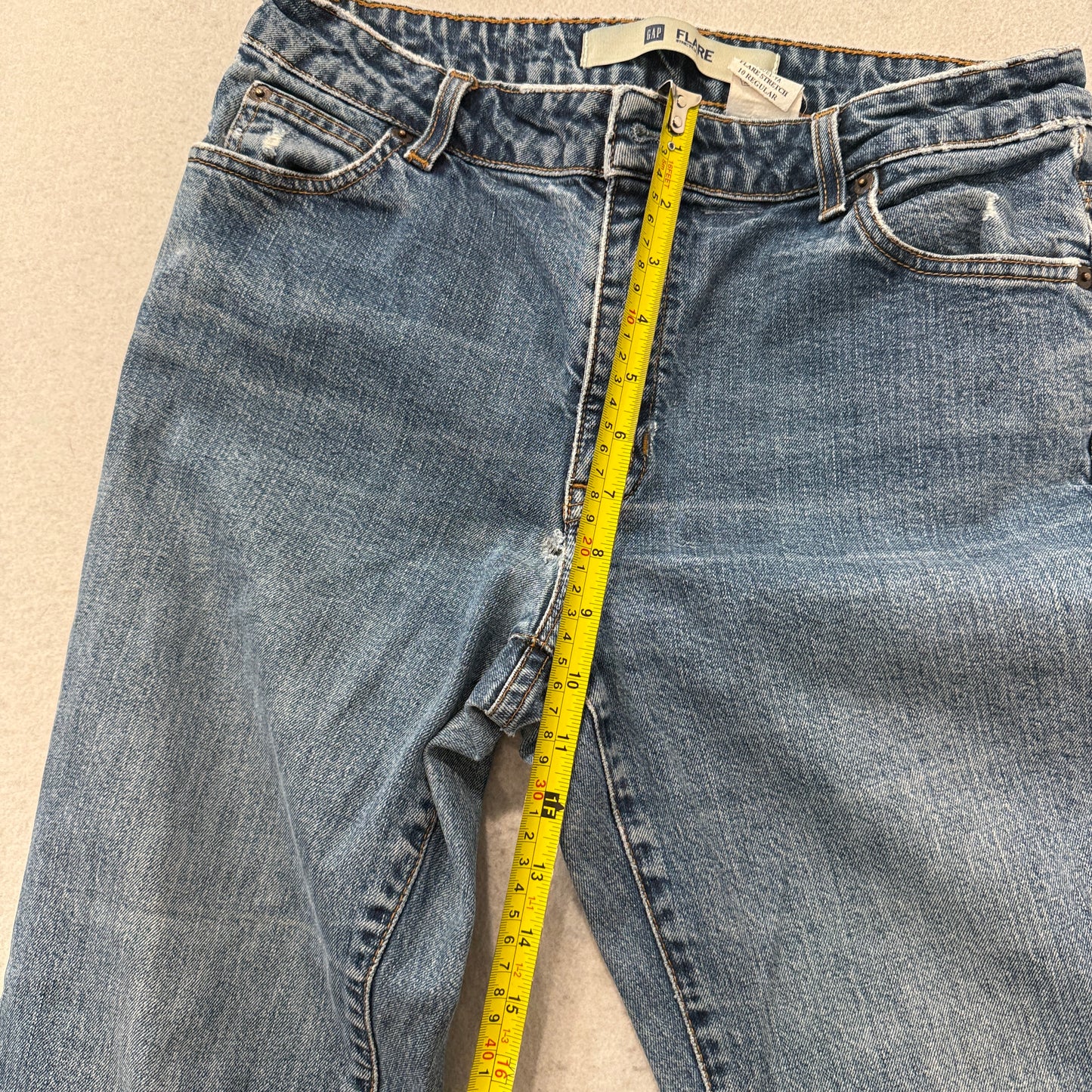 Gap Women's Blue Flare Stretch Denim Jeans Zip-Fly Pocket Classic Fit Size 10