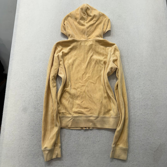 2003 Vintage Juicy Couture Women's Honey Mustard Velour Full Zip Hoodie Size M