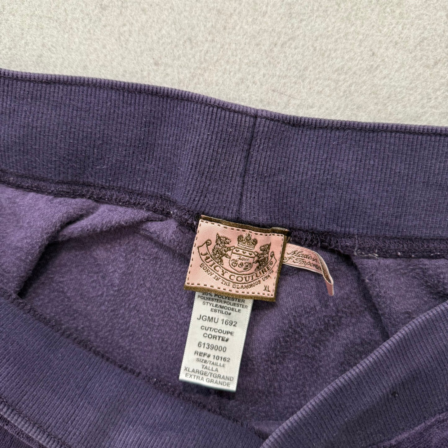 Juicy Couture Womens Deep Purple Velour Flared Leg Track Pant Drawstring Size XL