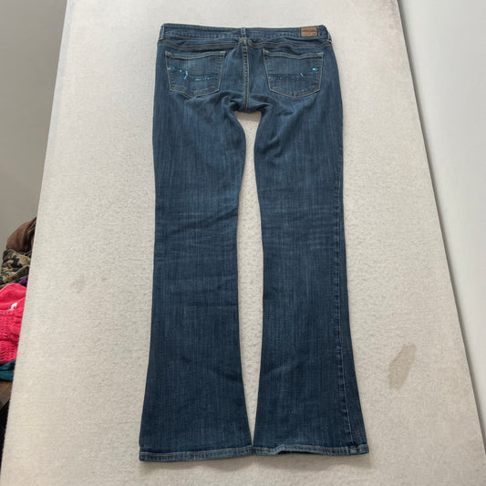 American Eagle Skinny Kick Women's Blue Bootcut Jeans Pockets Stretch Size 14