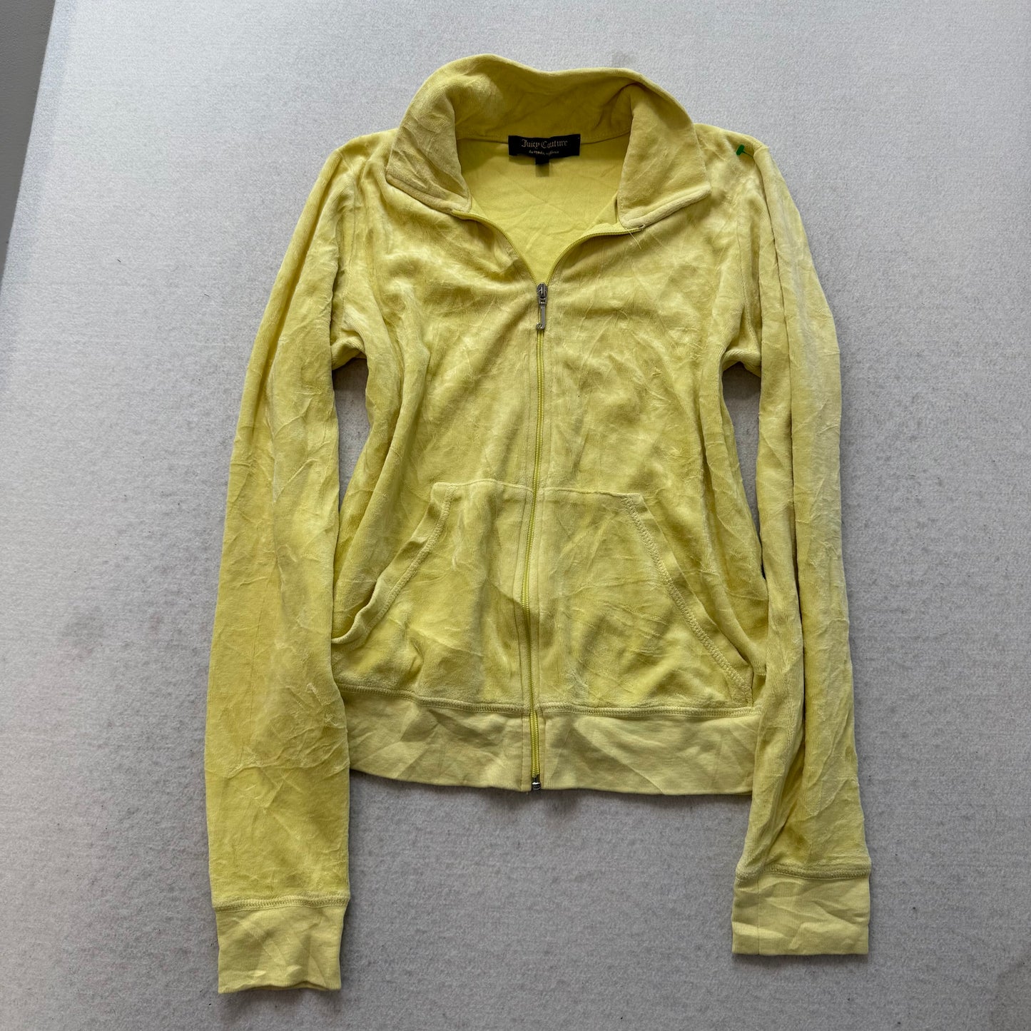 Juicy Couture Fun is back Women's Yellow Velour Track Jacket Rhinestone Size M