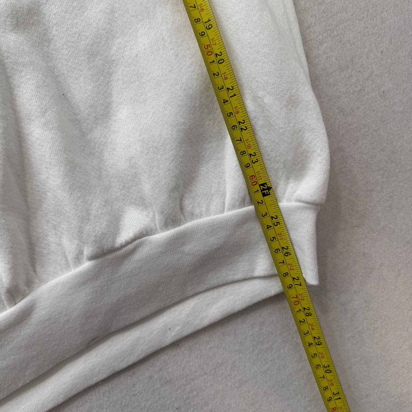 Tultex Mens White Cotton Blend Sweatshirt Long Sleeves Crew Neck Graphic Size XL