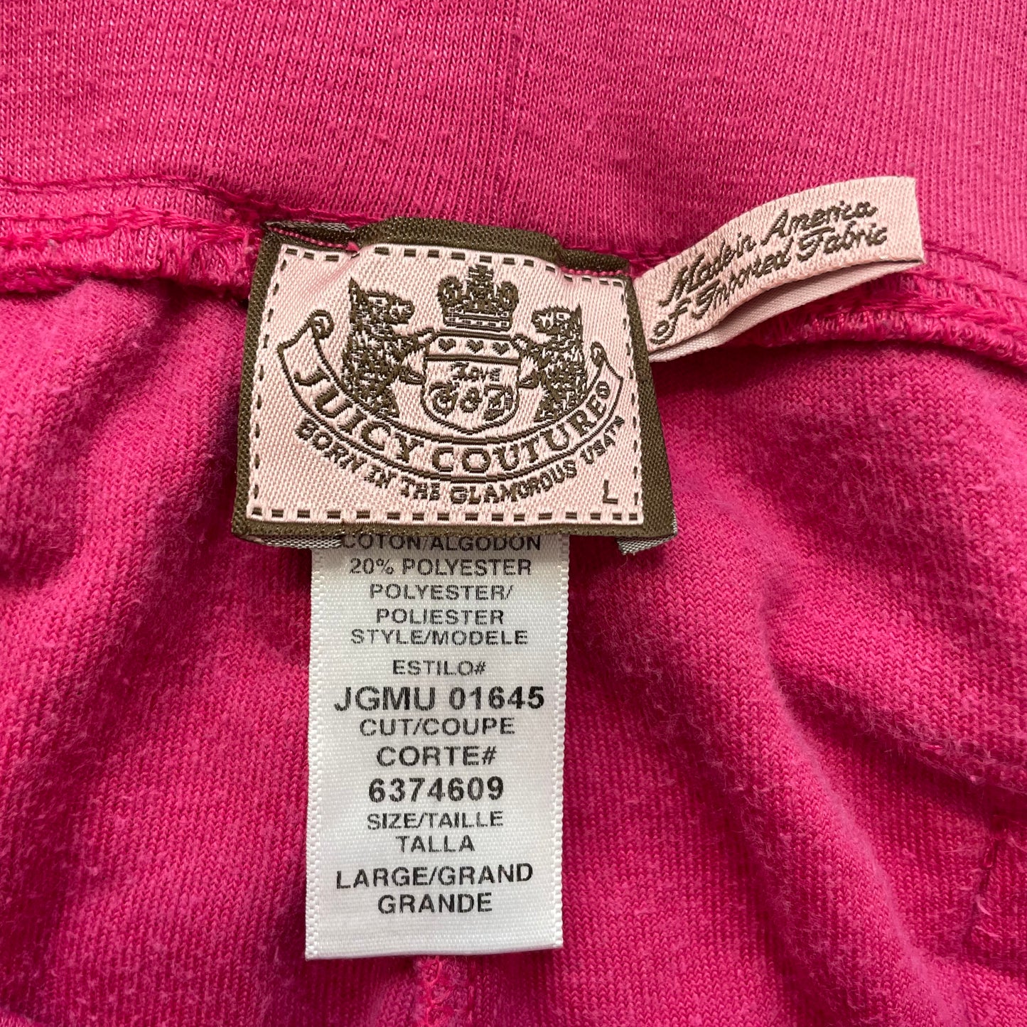 Vintage Juicy Couture Women's Hot Pink Velour Flared Track Pants Pockets Size L