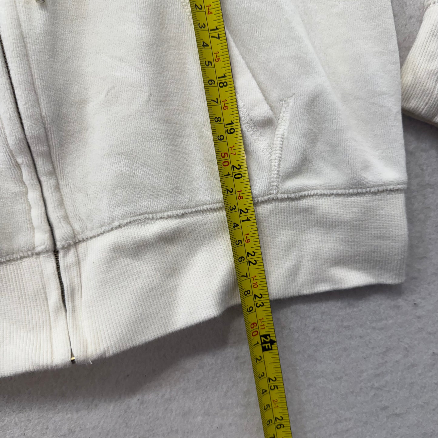 PINK Victoria's Secret Women's Ivory Full Zip Hoodie Sequins Graphic Size M