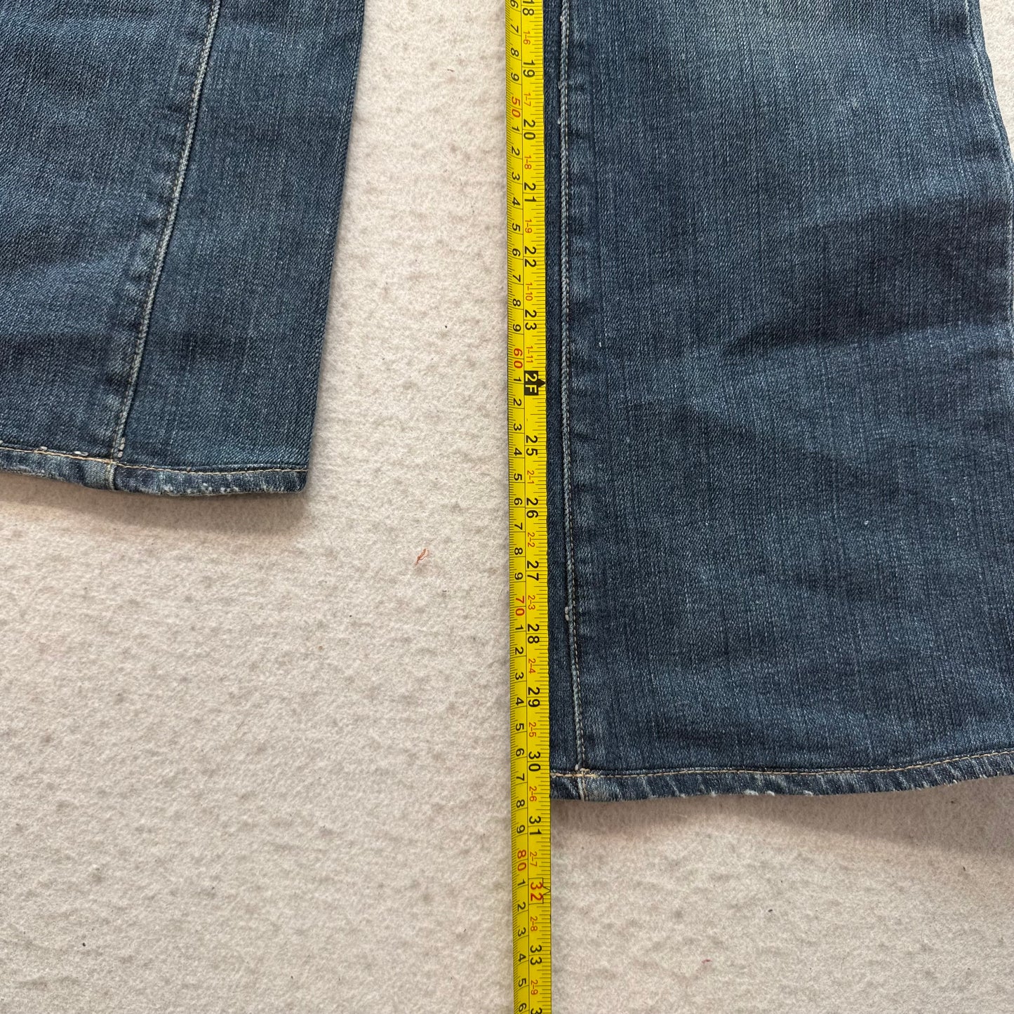 Paige Premium Women's Blue Flared Denim Jeans Embroidered Back Pocket Size 28
