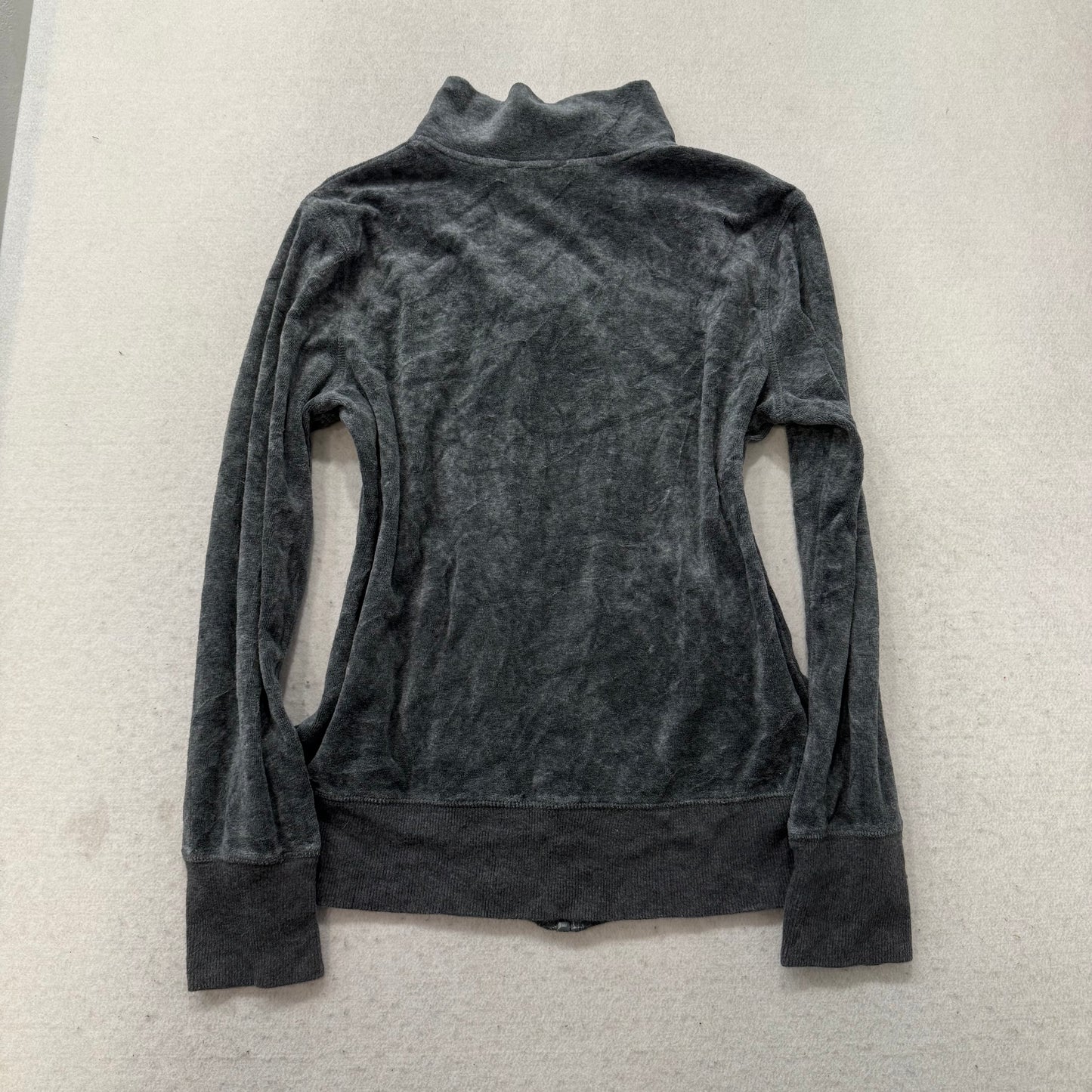 Juicy Couture Women's Gunmetal Velour Zip Up Track Jacket Loungewear Y2K Size M