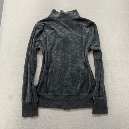 Juicy Couture Women's Gunmetal Velour Zip Up Track Jacket Loungewear Y2K Size M