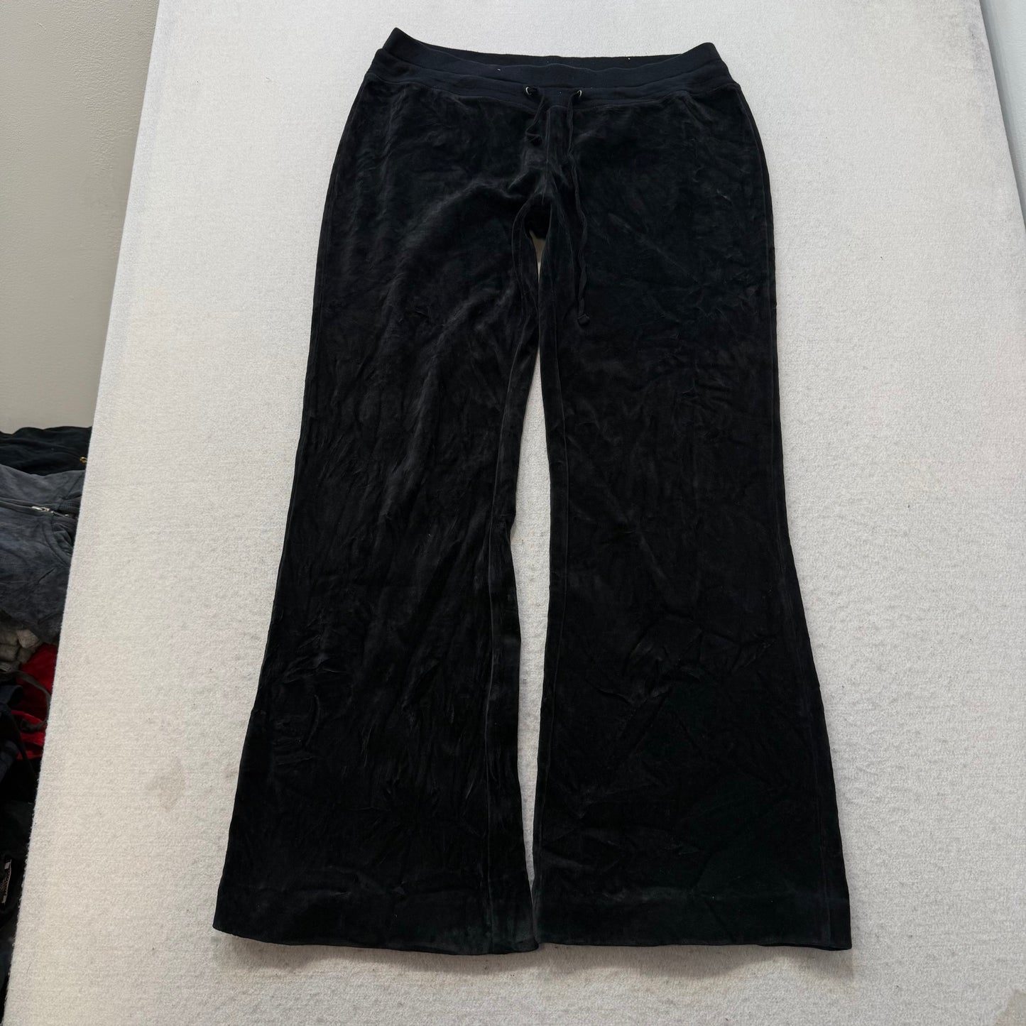 Juicy Couture Women Black Velour Tracksuit Set Zip-Up Hoodie & Flare Pant Size M