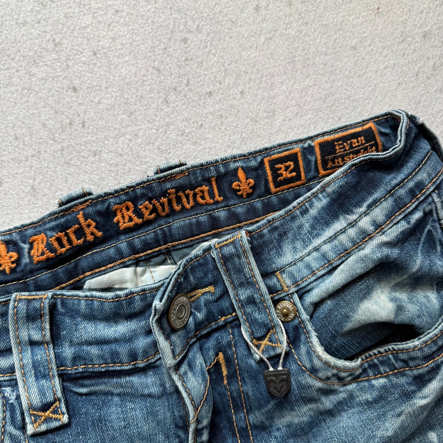 Rock Revival Evan Women's Blue Denim Bootcut Jeans Button Fly Classic Size 32