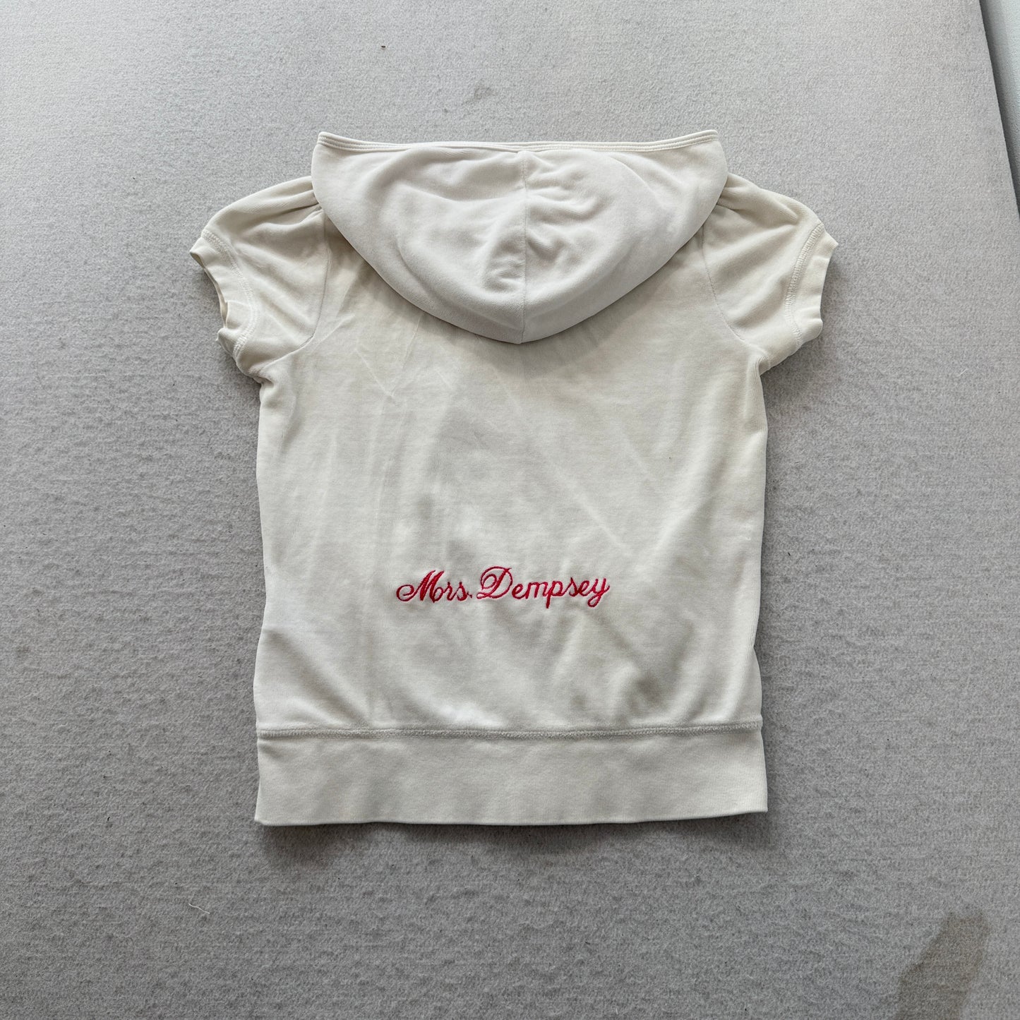 Juicy Couture Mrs. Dempsey Womens White Velour Short Sleeve Zip-Up Hoodie Size M