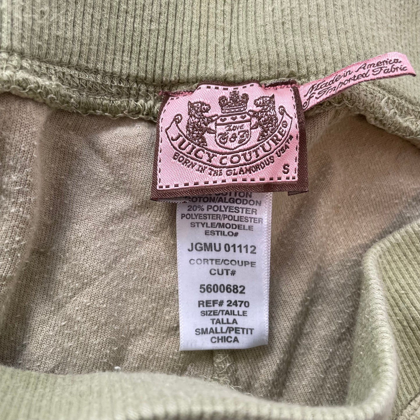 Juicy Couture Women's Olive Green Velour Flared Leg Track Pant Drawstring Size S