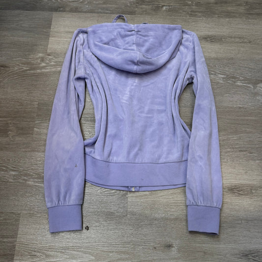 Vintage Juicy Couture Women's Lavender Velour Full Zip Hoodie Loungewear Size L