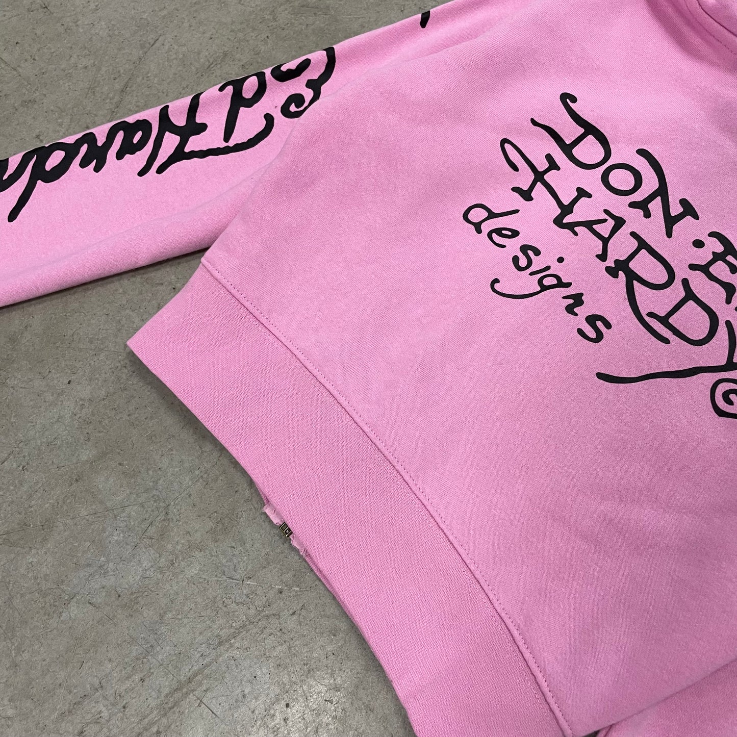 ED HARDY “Flying Skull” PINK CROPPED ZIP UP HOODIE - Clean Curriculums 