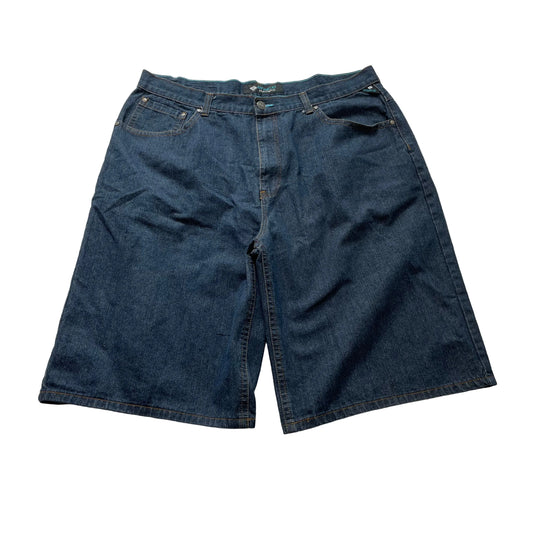 Enyce Mens Blue Dark Wash Denim Shorts Zip Fly Streetwear Y2K Baggy Fit Size W42