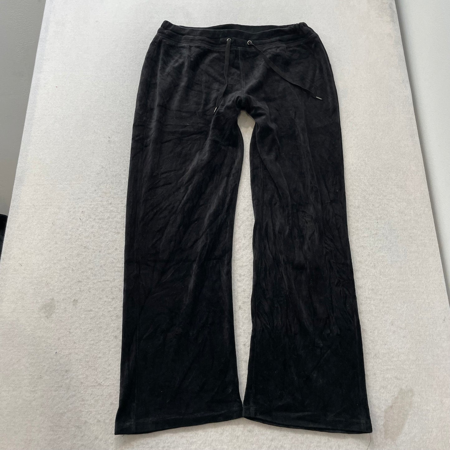 Vtg Juicy Couture Women's Black Velour Tracksuit Set Hoodie & Flared Pant Size L