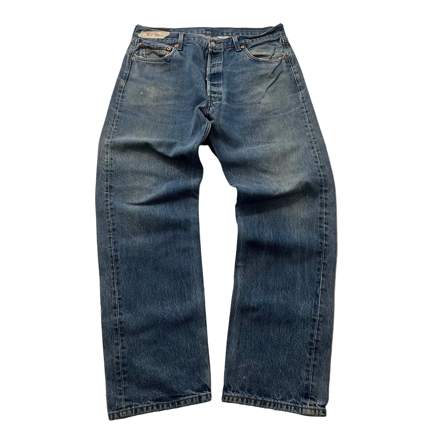 Vtg Levi's Men's Blue Faded Denim Straight Jeans Button Fly Classic Size 38x36