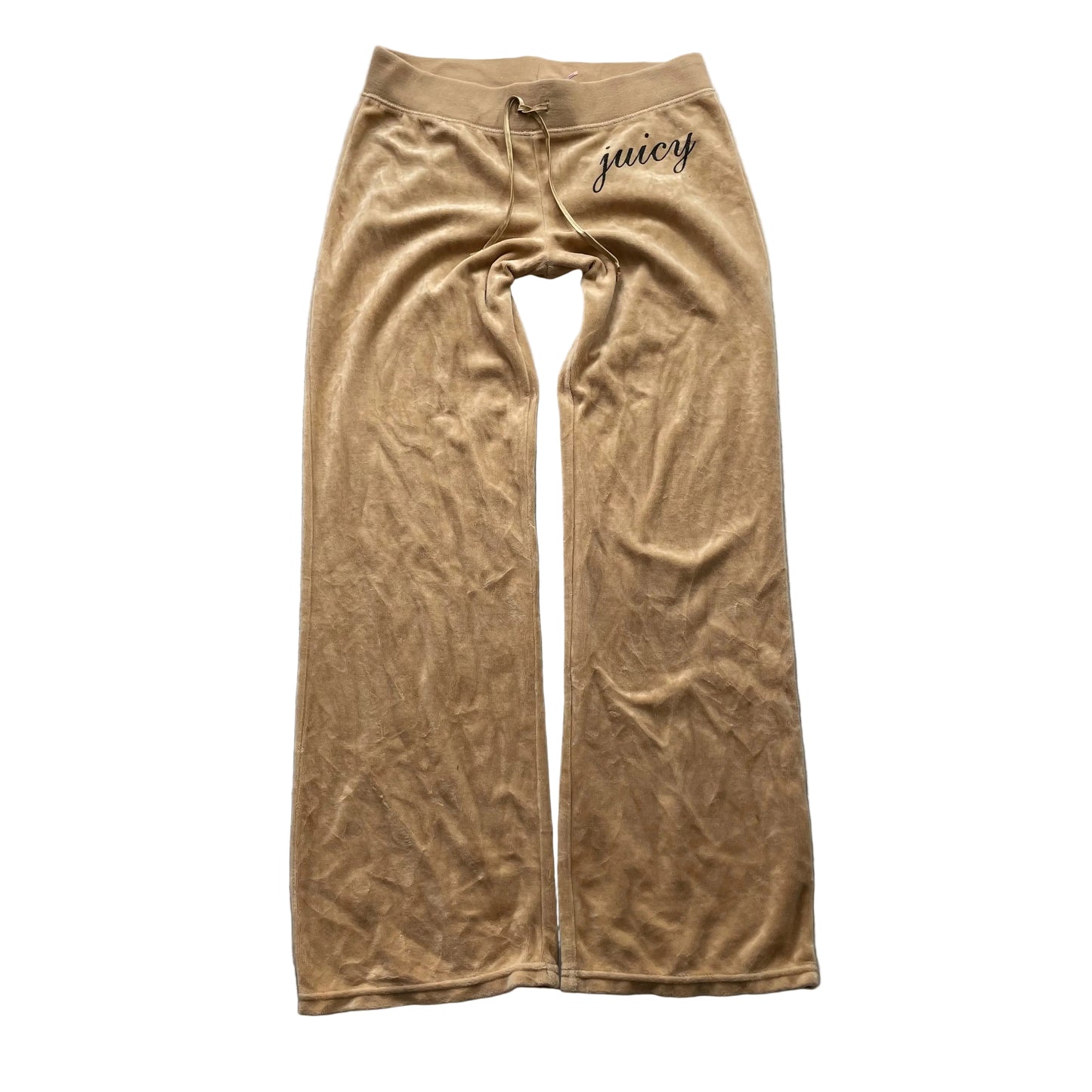 Vintage Juicy Couture Women's Camel Velour Flared Track Pants Loungewear Size S