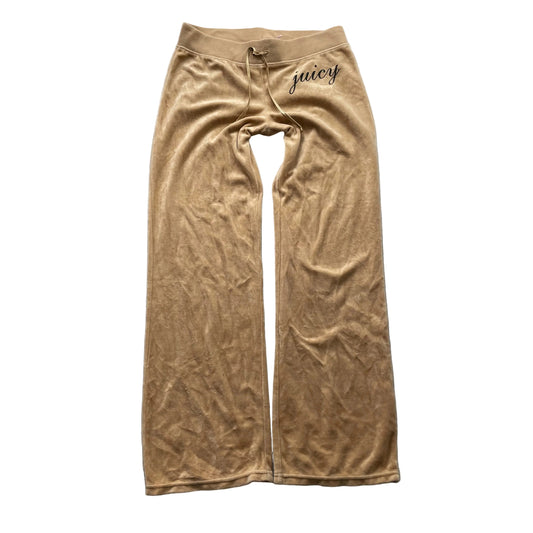 Vintage Juicy Couture Women's Camel Velour Flared Track Pants Loungewear Size S