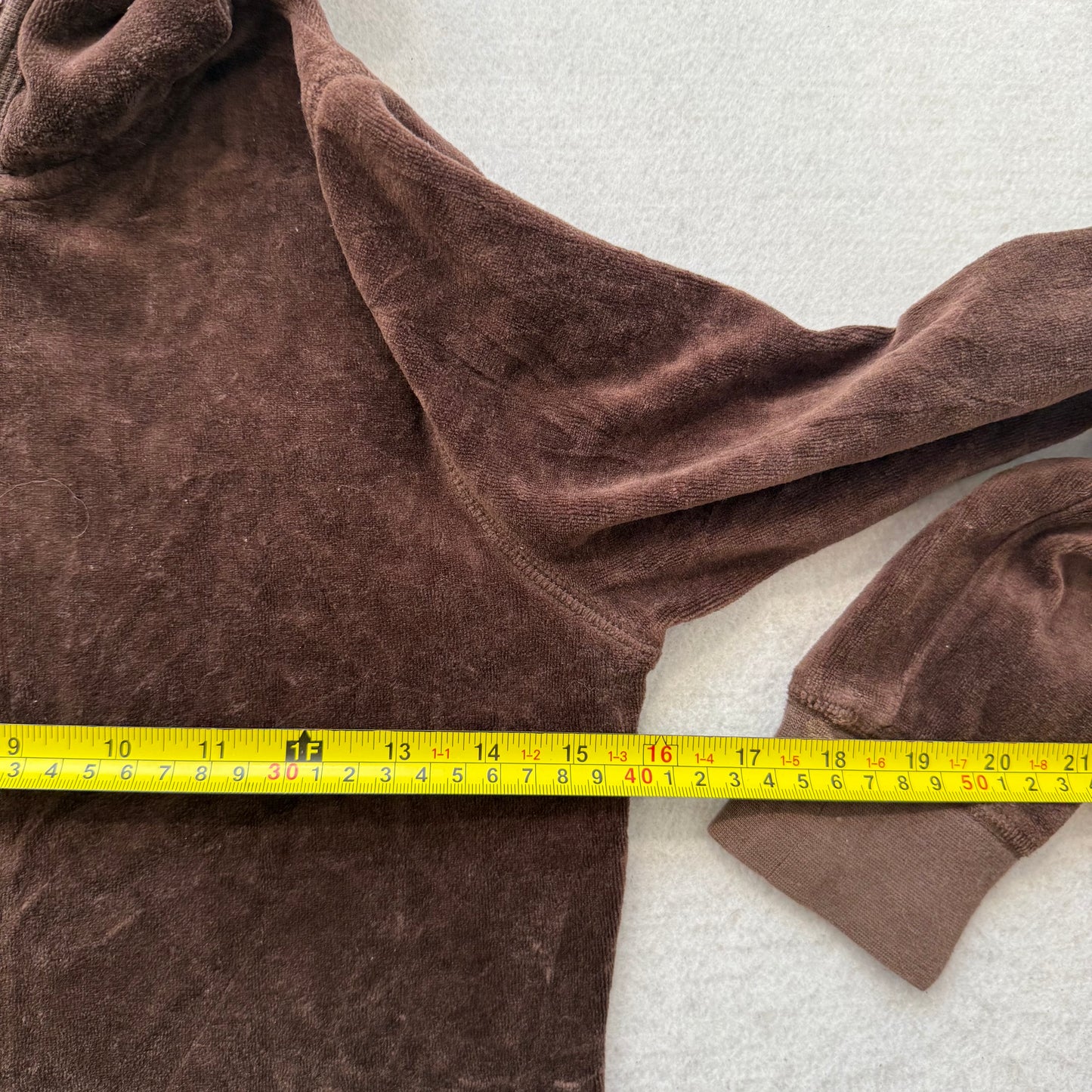 Vintage Juicy Couture Women's Brown Velour Zip Up Hoodie Kangaroo Pockets Size S