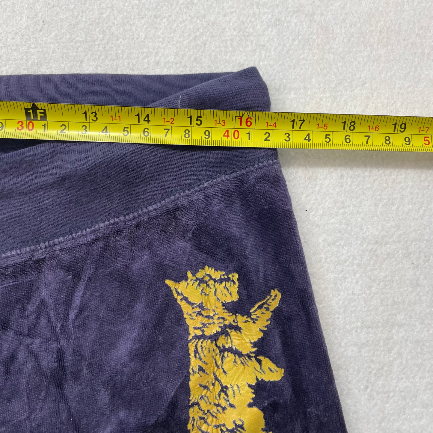 Vintage Juicy Couture Women Deep Purple Velour Flared Track Pant Dog Logo Size L