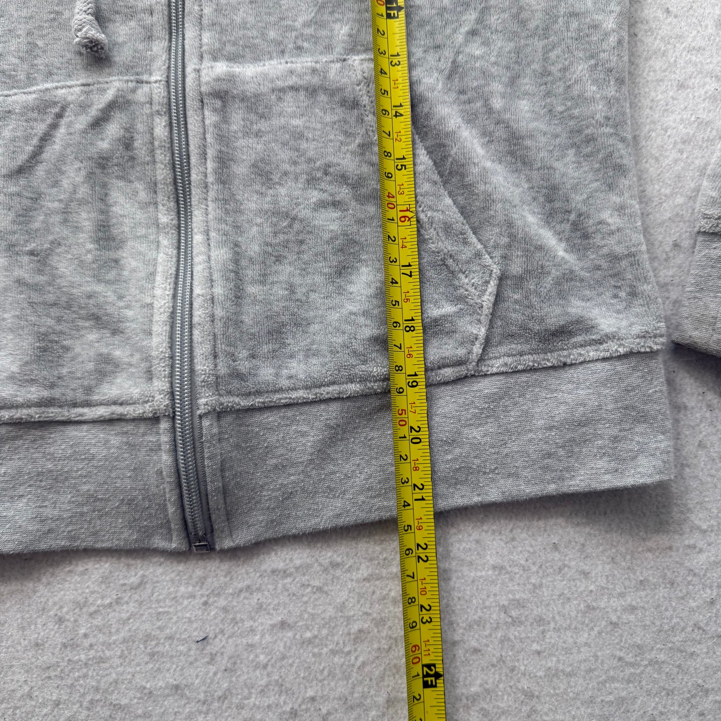 Vtg Juicy Couture Women's Heather Grey Velour Tracksuit Set Hoodie & Pant Size S