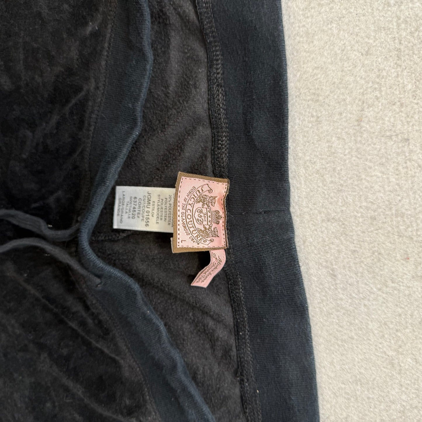 Juicy Couture Women's Black Velour Tracksuit Set Zip-Up Hoodie & Pant Size M/L