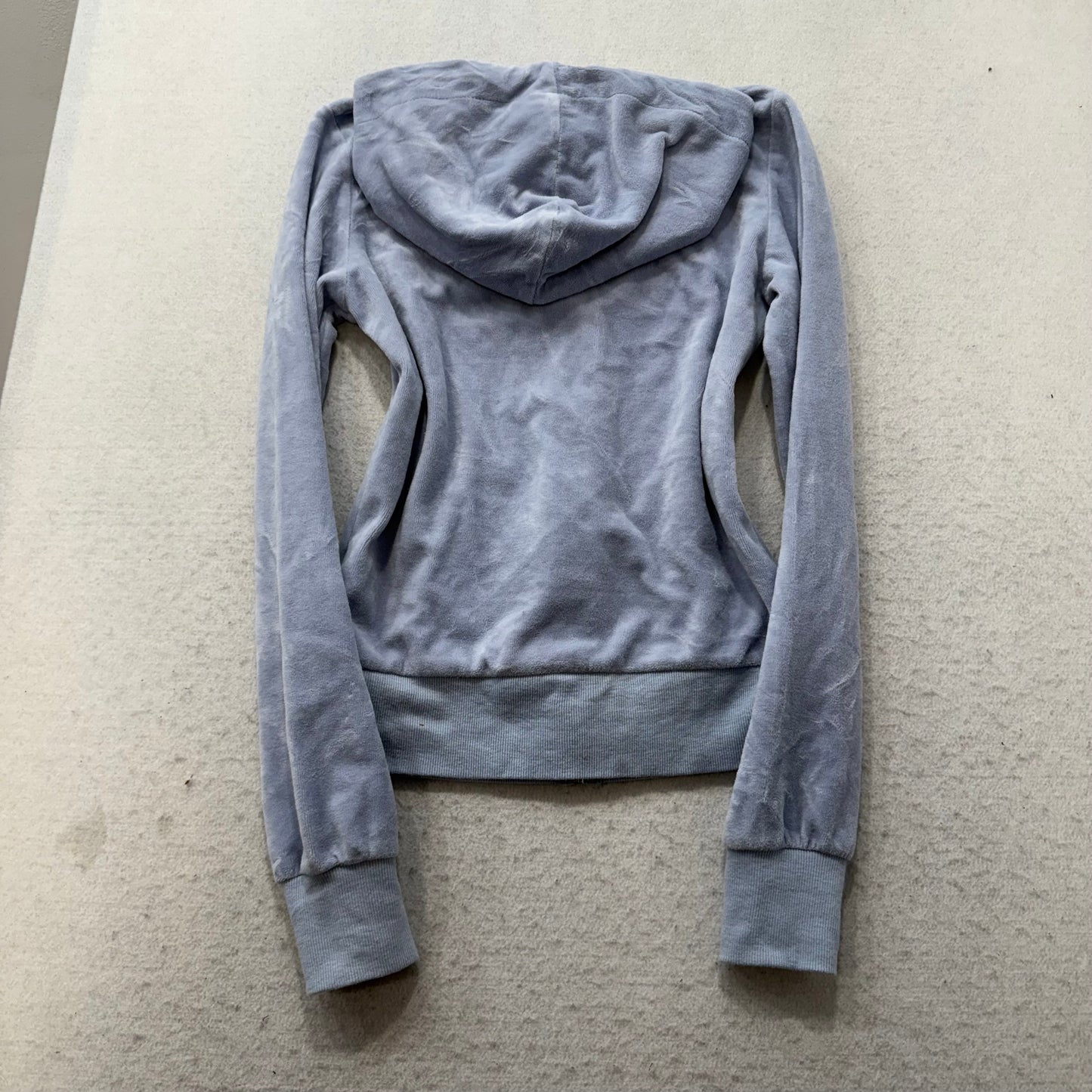 Vtg Juicy Couture Women's Pastel Blue Velour Tracksuit Set Hoodie & Pant Size S