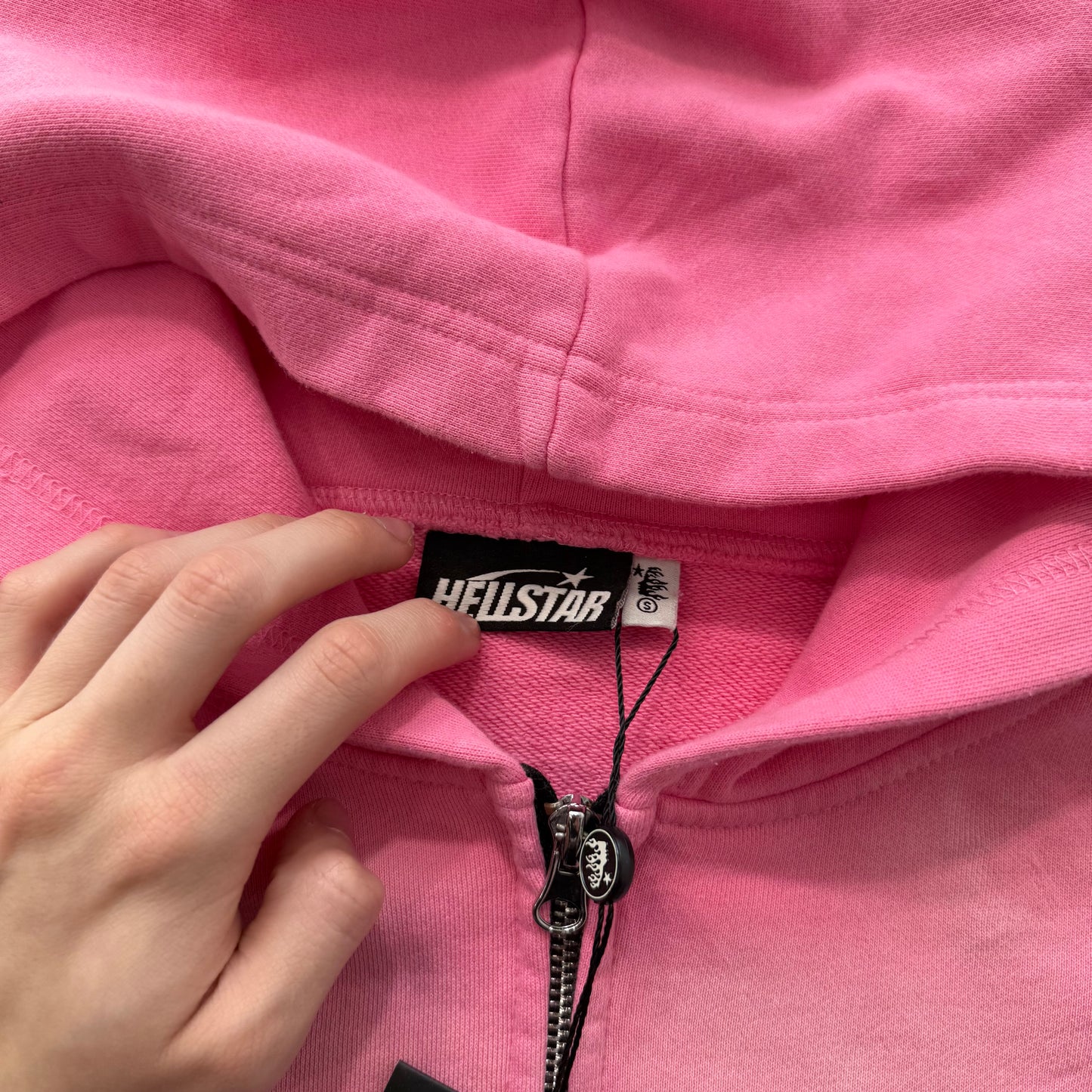 HELLSTAR Sports Flame Sunfaded Pink Boxy Zip Up Hoodie