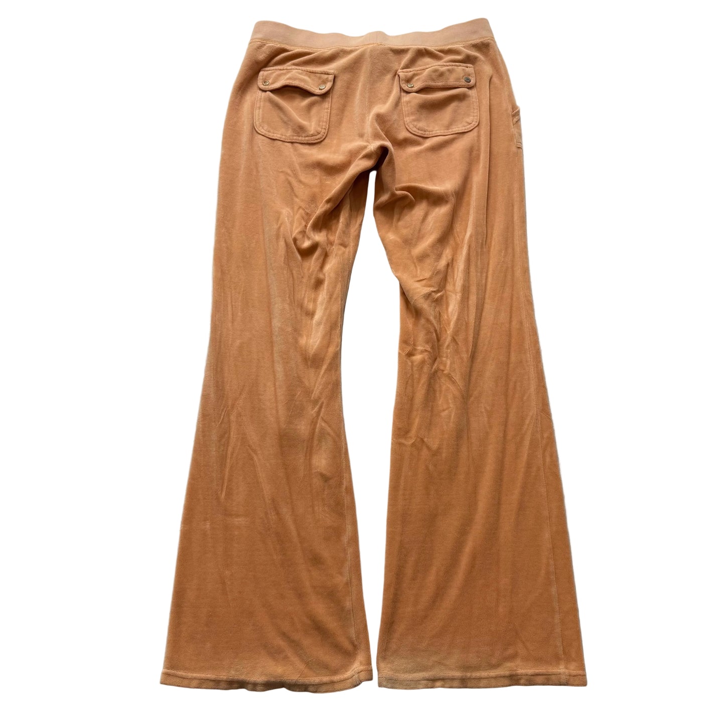 Juicy Couture Women's Light Orange Velour Flared Track Pant Snap Pockets Size L