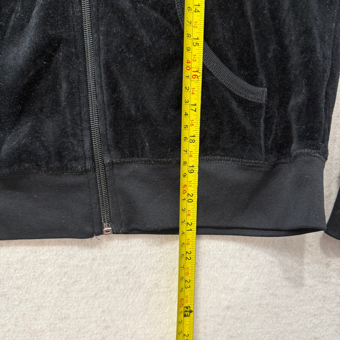Juicy Couture Black Velour Tracksuit Set Zip Up Hoodie & Straight Pants Size L