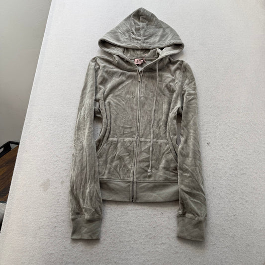 Vintage Juicy Couture Womens Sage Gray Velour Tracksuit Set Hoodie & Pant Size L