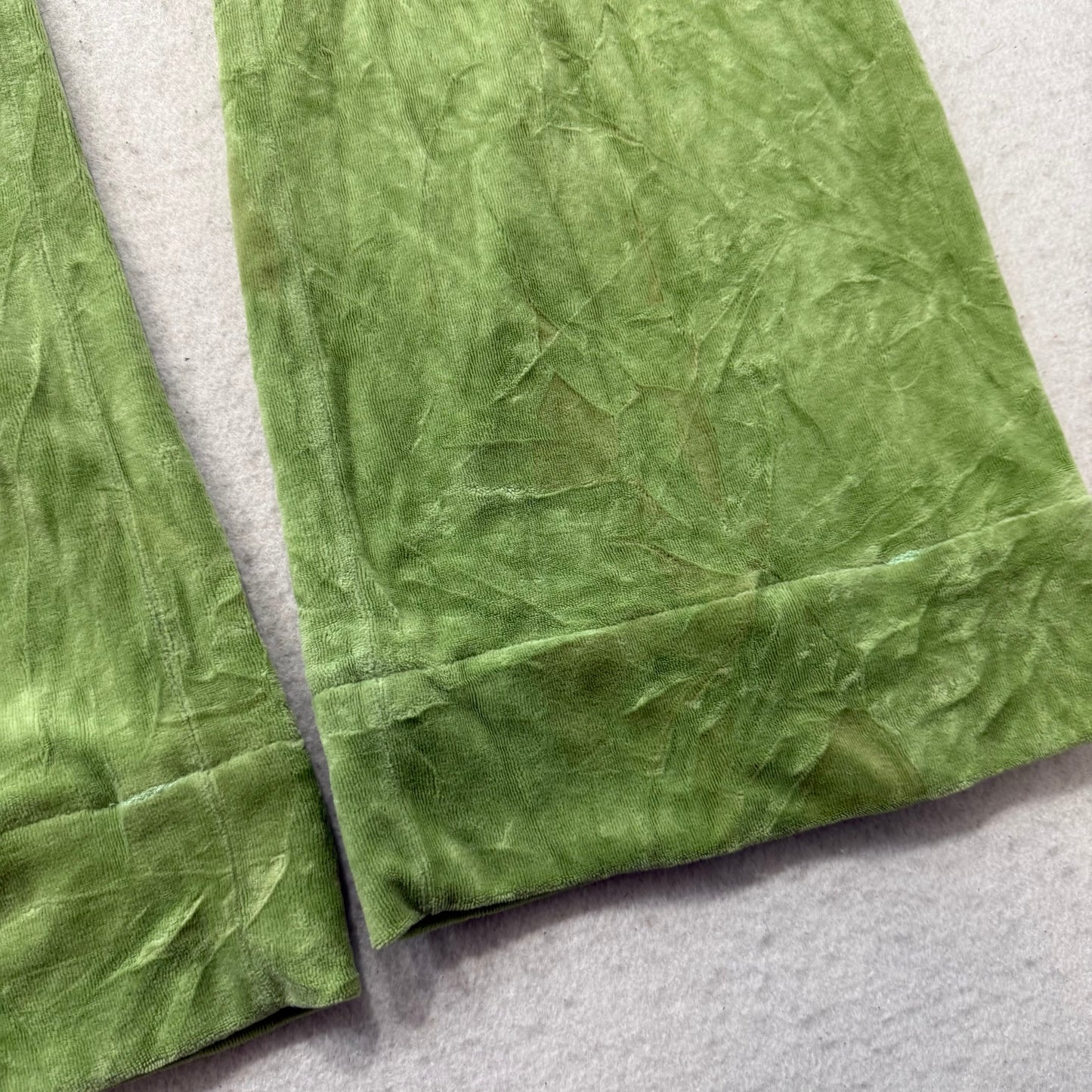 Vintage Juicy Couture Women Apple Green Velour Flared Track Pant Low Rise Size L