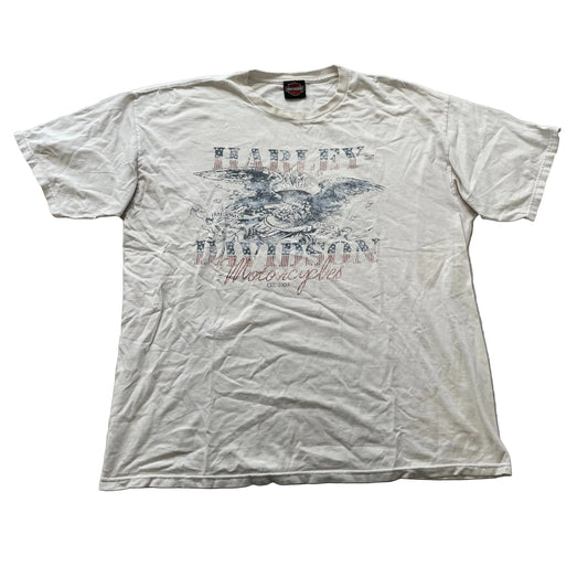Harley-Davidson Men's White Cotton T-Shirt Short Sleeve Crewneck Logo Size XL