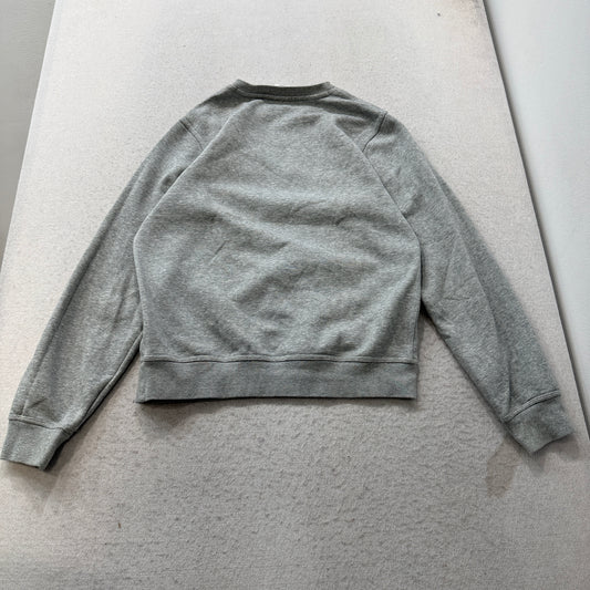 Nike Men Gray Fleece Sweatshirt Crewneck Embroidered Swoosh Logo Athletic Size S
