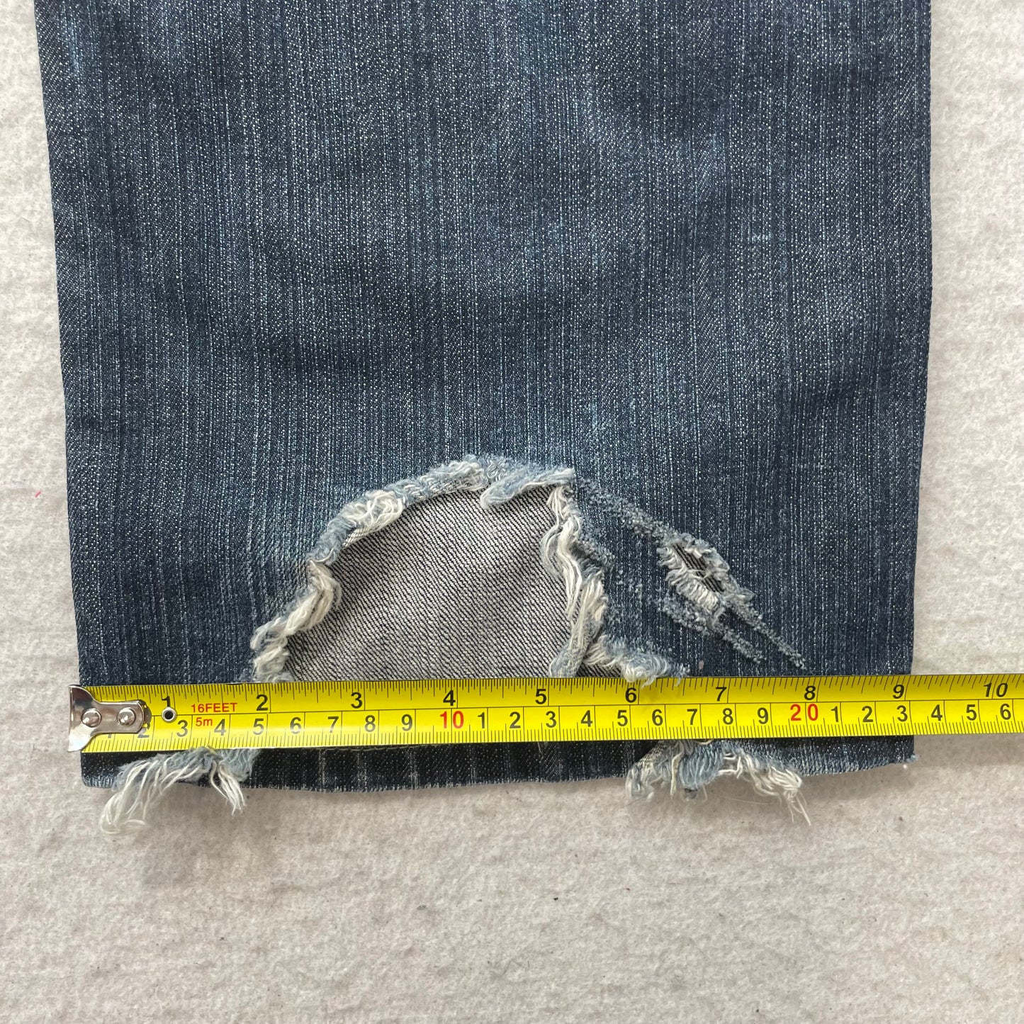 Pepe Jeans Men's Blue Bootcut Denim Jeans Distressed Frayed Hem Y2K Size W36