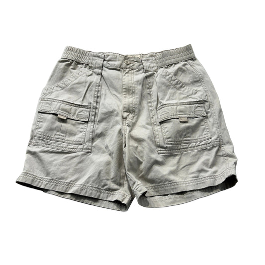 St. John's Bay Men White Classic Cargo Shorts Flap Pocket Elastic Waist Size 36