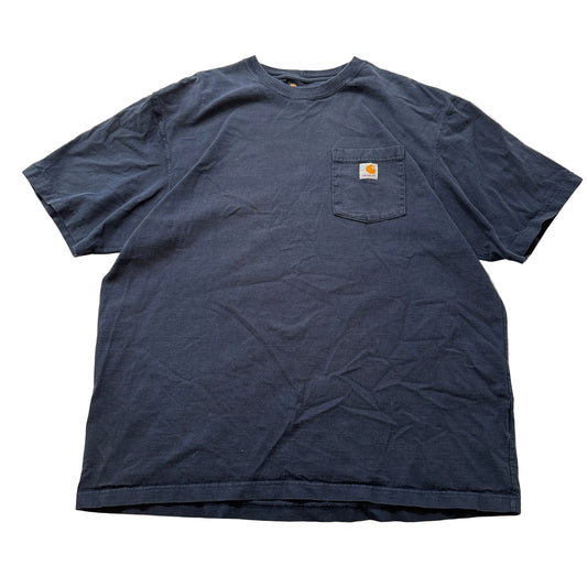 Carhartt Men's Navy Blue T-Shirt Short Sleeve Crewneck Original Fit Logo Size XL