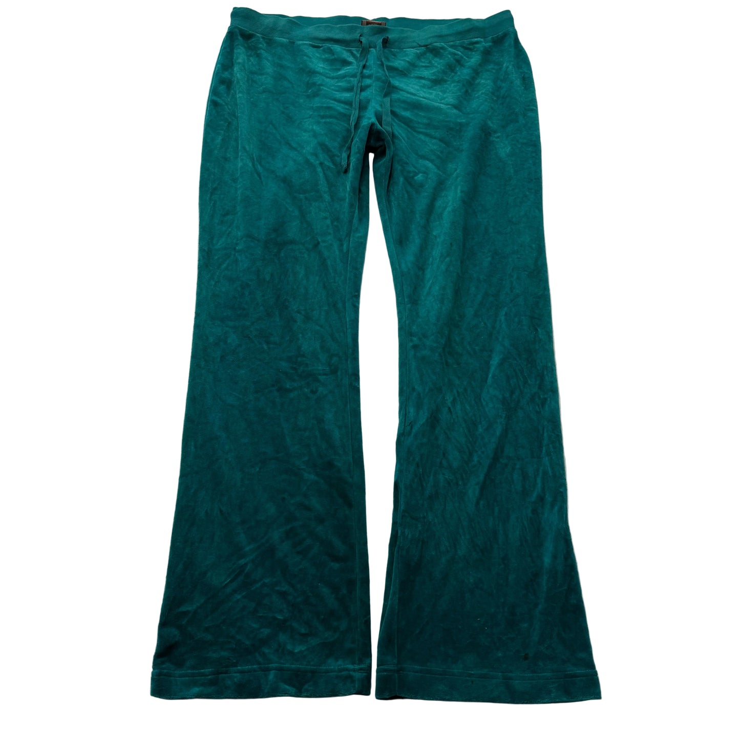 Juicy Couture Women Dark Cyan Velour Flare Track Pant Drawstring Classic Size XL