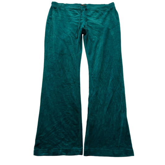 Juicy Couture Women Dark Cyan Velour Flare Track Pant Drawstring Classic Size XL