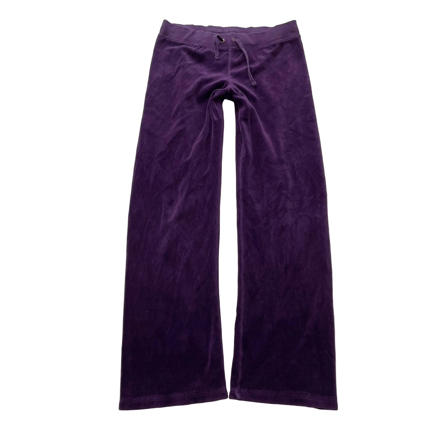 Juicy Couture Women's Deep Purple Velour Flare Leg Track Pant Drawstring Size 12