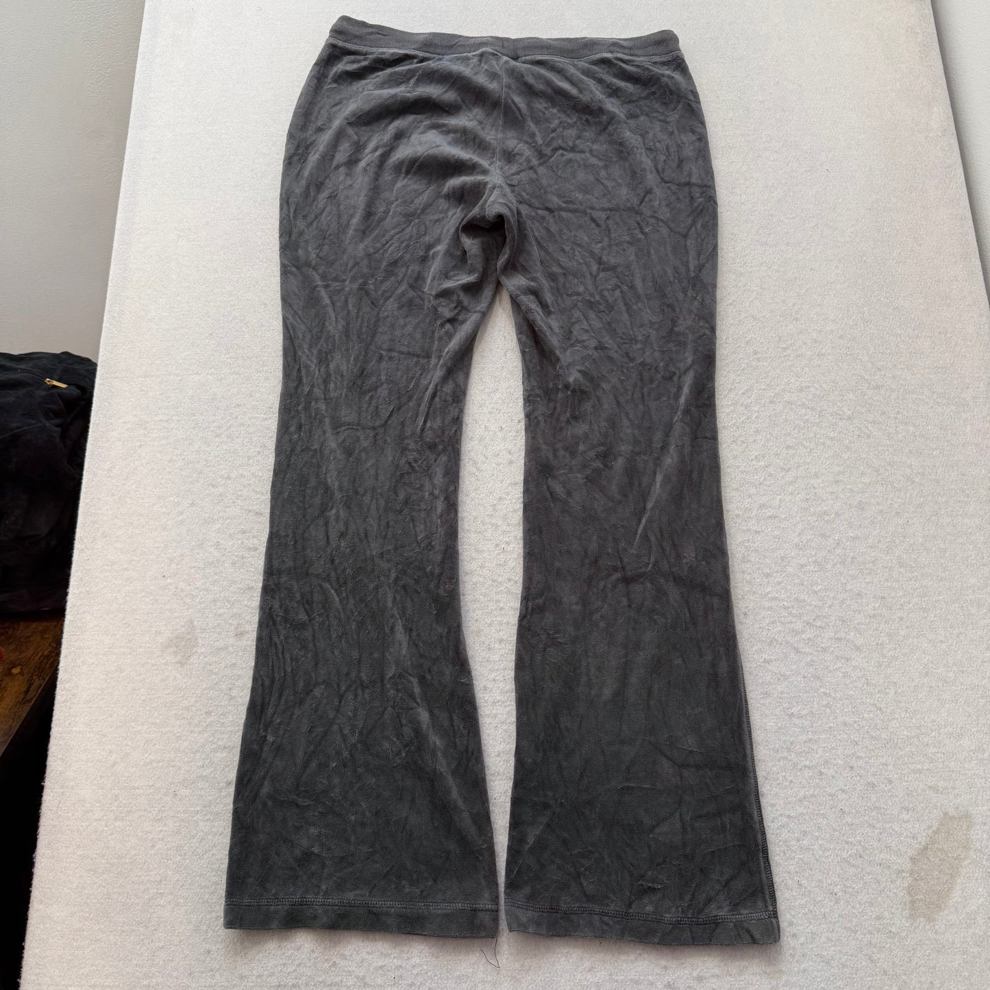 Vtg Juicy Couture Women's Dark Gray Velour Tracksuit Set Hoodie & Pants Size L/S