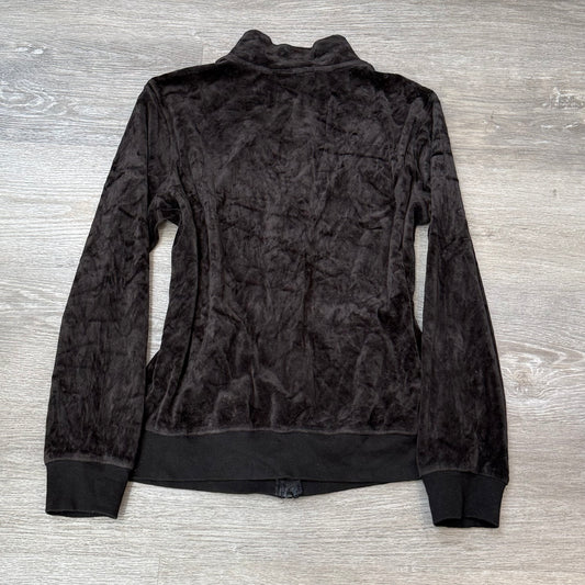 Juicy Couture Womens Charcoal Gray Velour Zip-Up Track Jacket Loungewear Size XL