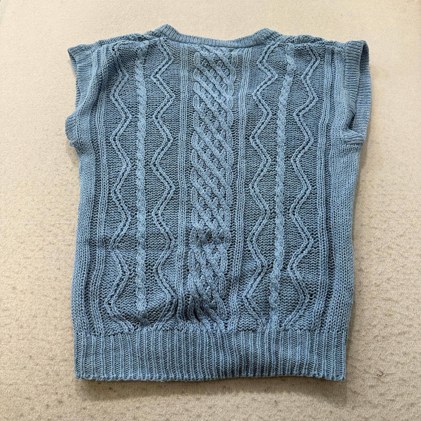 Vintage Hunters Glen Womens Blue Cable Knit Sweater Vest V-Neck Chunky Size M