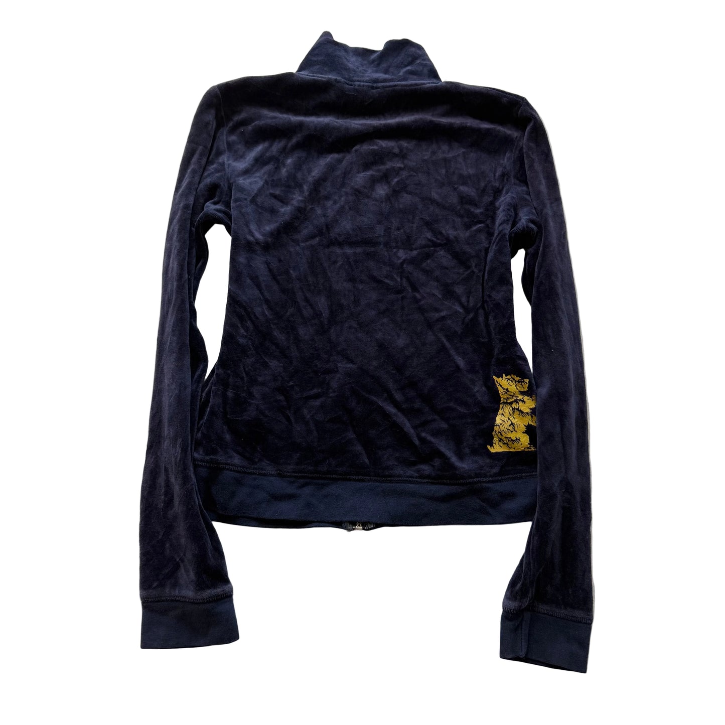 Vintage Juicy Couture Women's Navy Velour Full Zip Track Jacket Dog Logo Size L