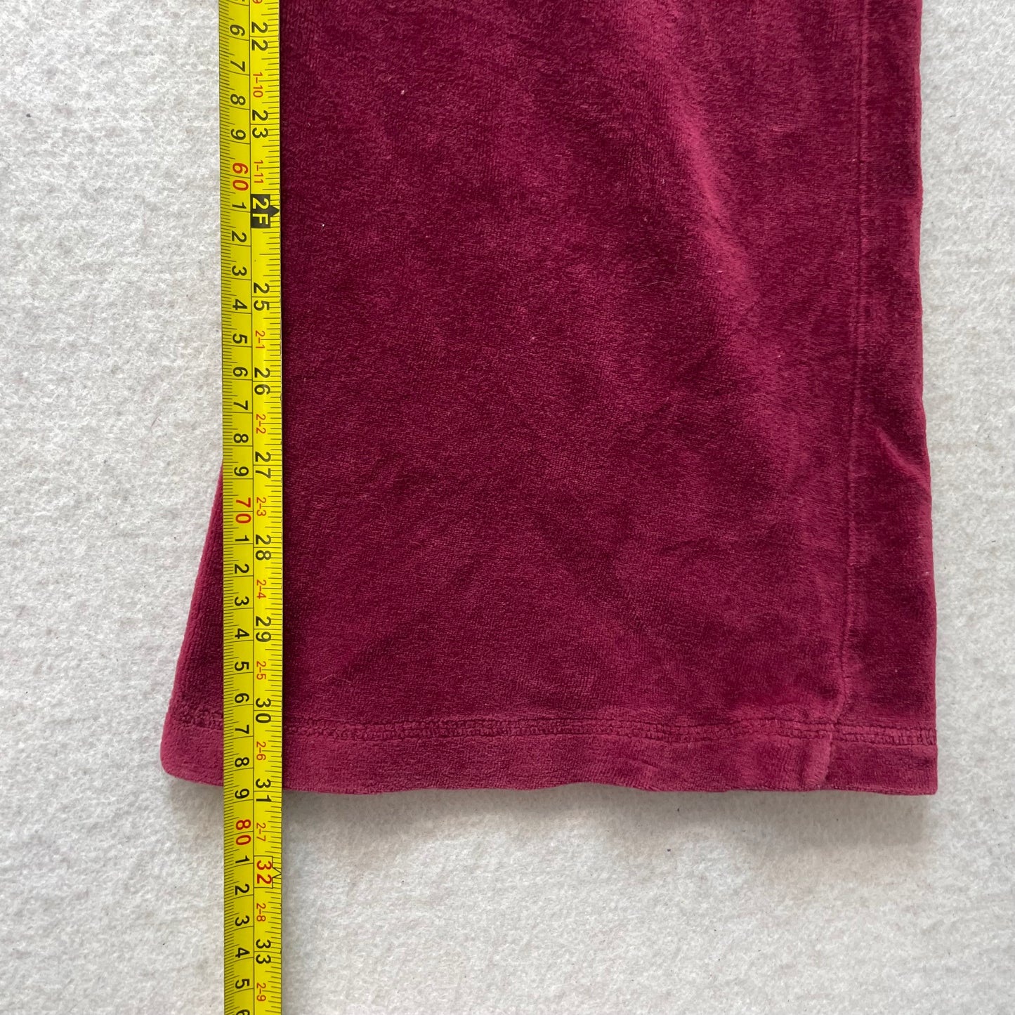 2003 Vintage Juicy Couture Women's Maroon Velour Flare Track Pant Pockets Size S