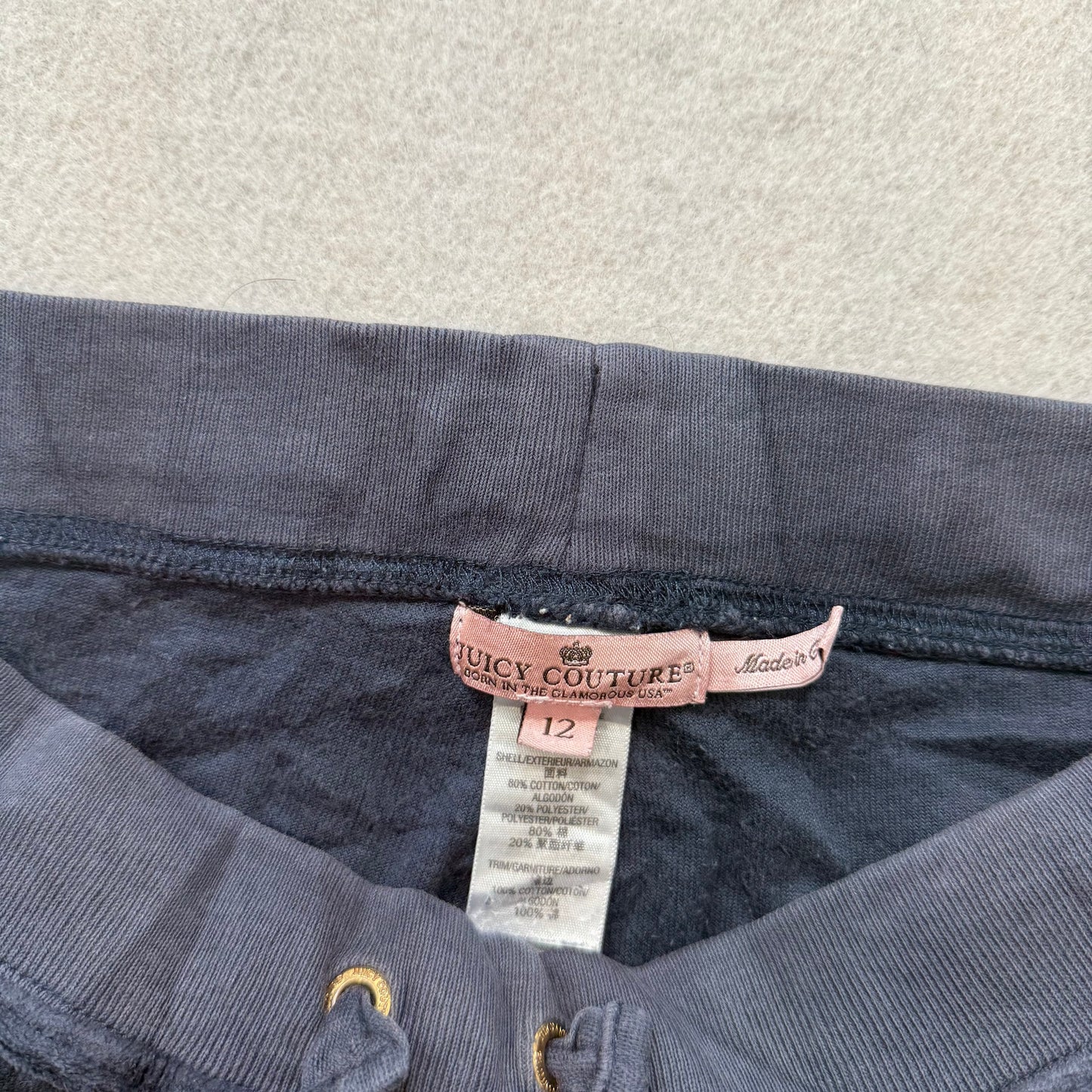 Juicy Couture Navy Velour Tracksuit Set Zip Up Hoodie & Pant Graphic Y2K Size 12