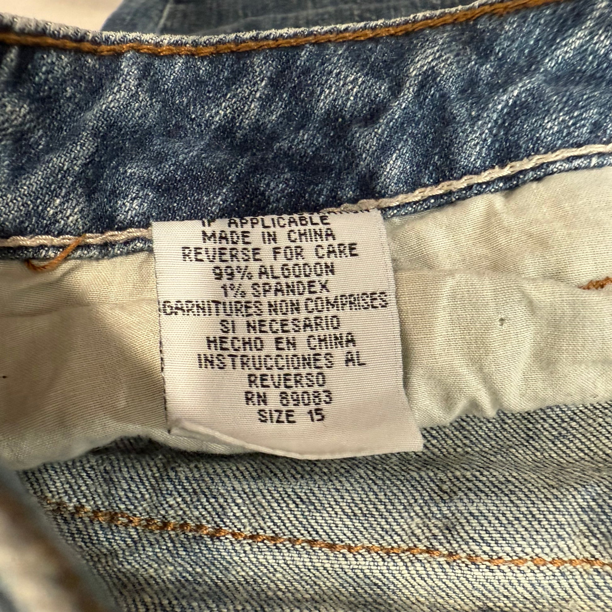 Vintage Chelsea Low Rise Blue Denim Jeans with Back Pocket Embroidery Size 15 - Clean Curriculums 
